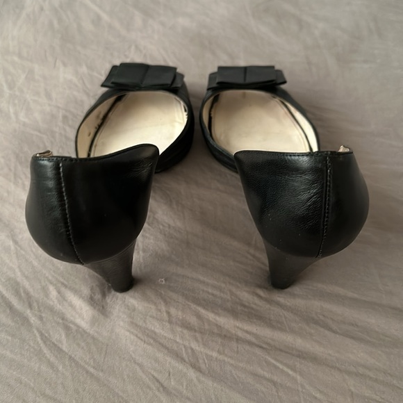 Kariang leather heels open toe black moussy pumps - Picture 6 of 6